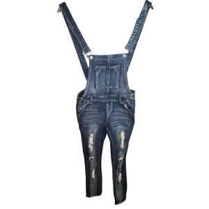 Cover Girl Size 3/4 Denim Overalls Blue Jeans Distressed‎ Pockets
